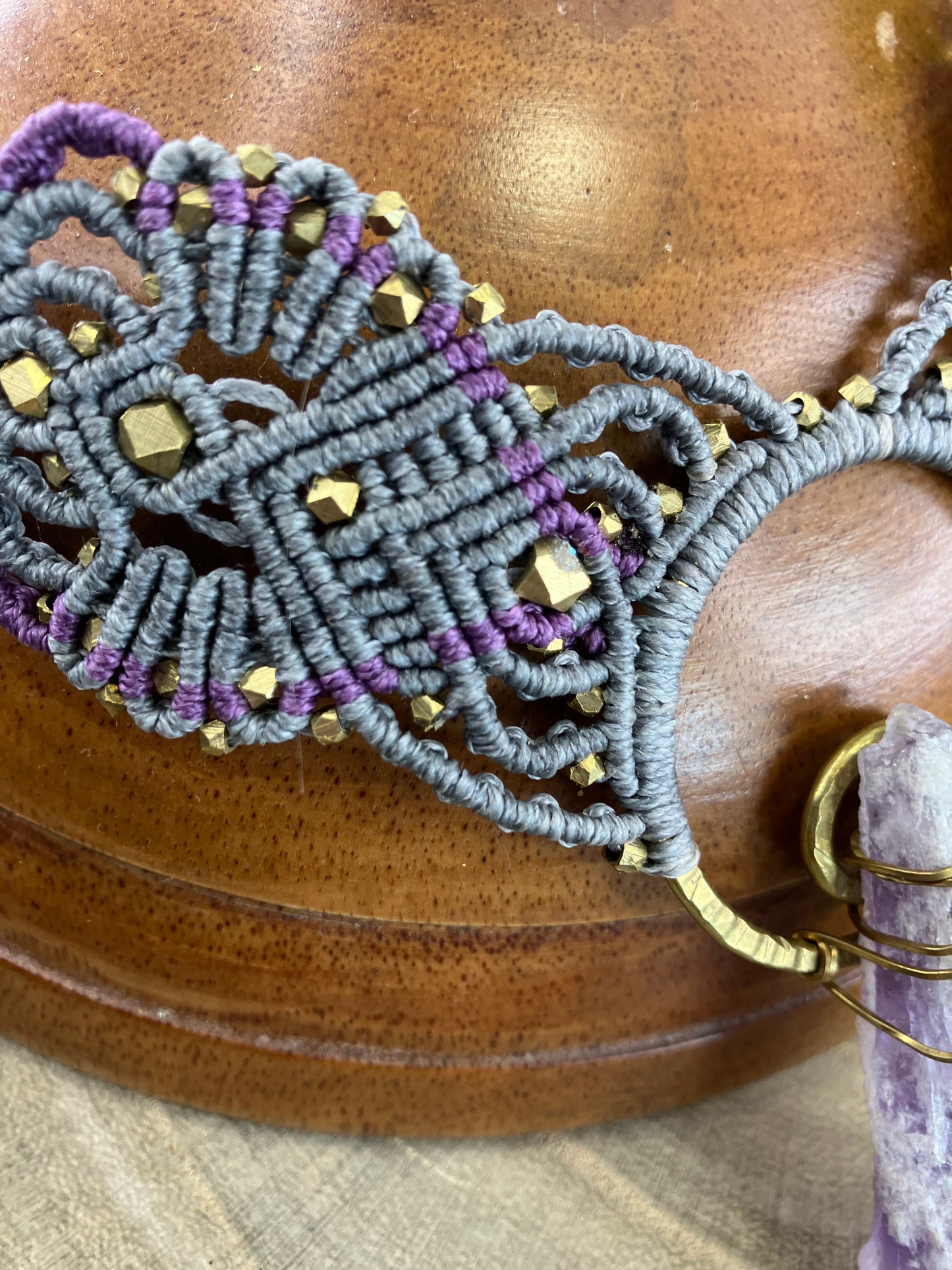 Raw Amethyst Macrame Collar