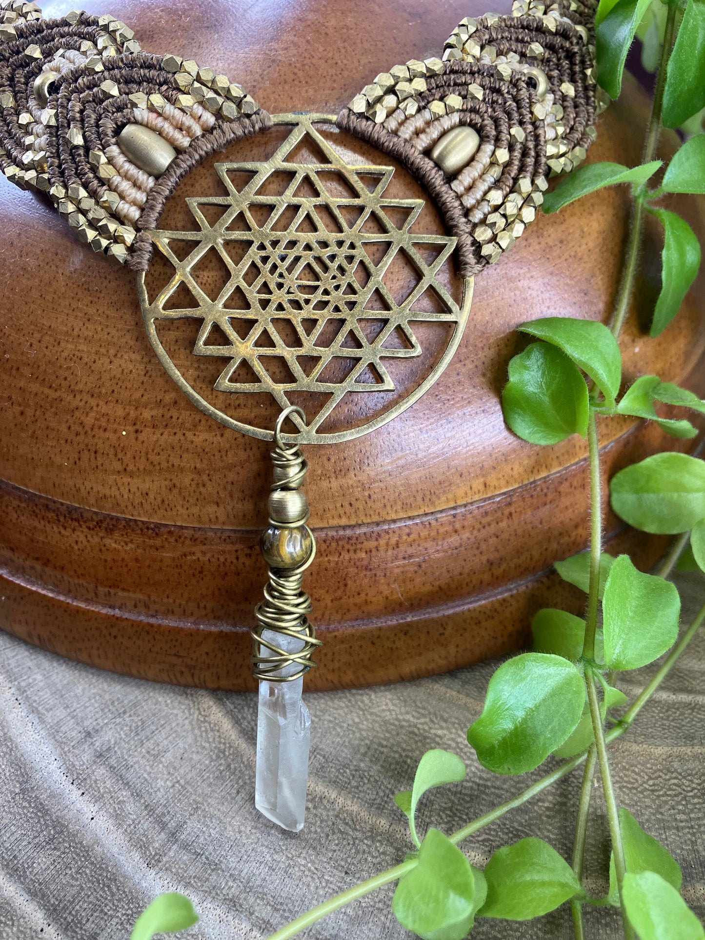 Sri Yatra Petal Choker in Brown and Gold