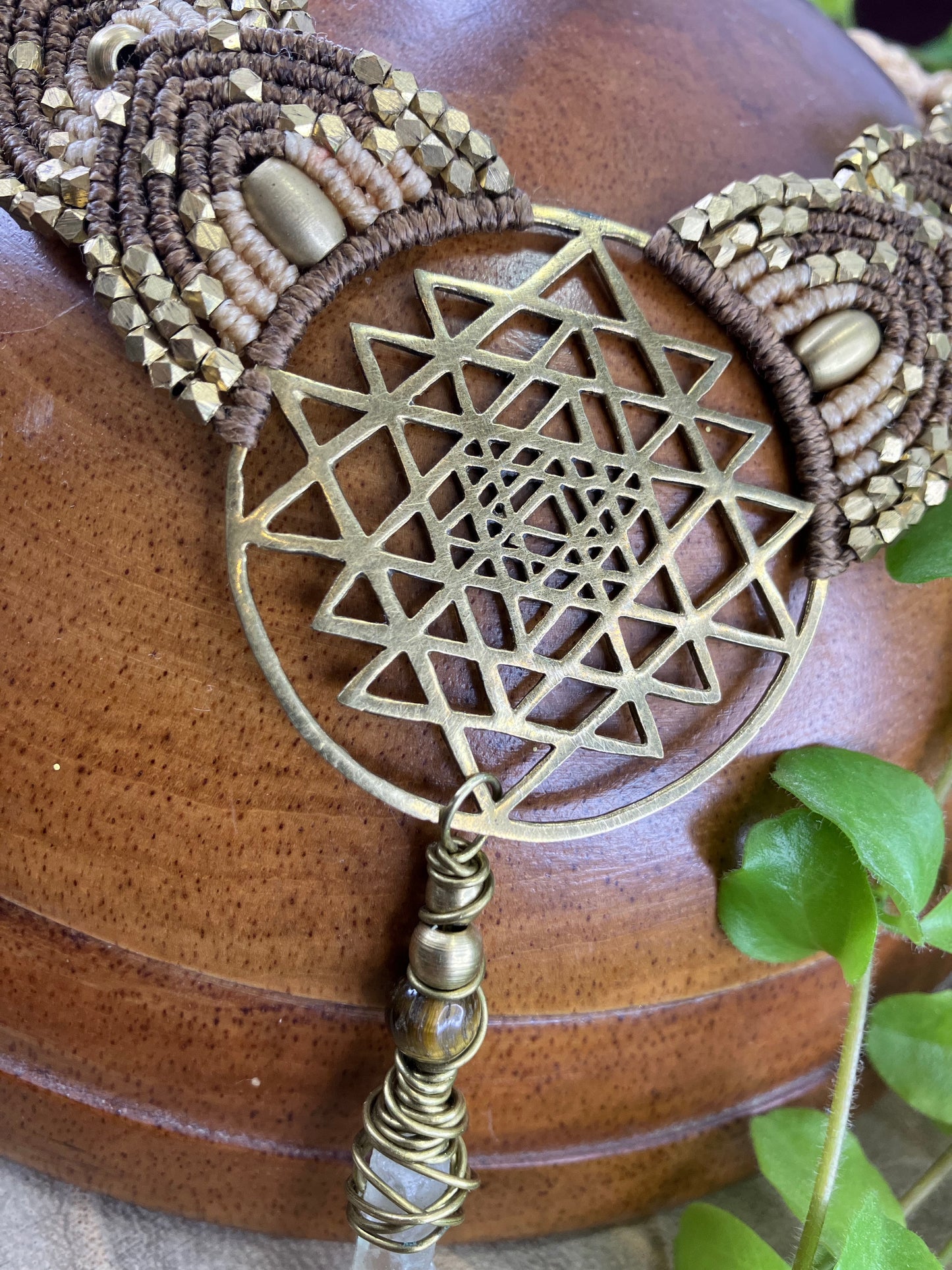 Sri Yatra Petal Choker in Brown and Gold