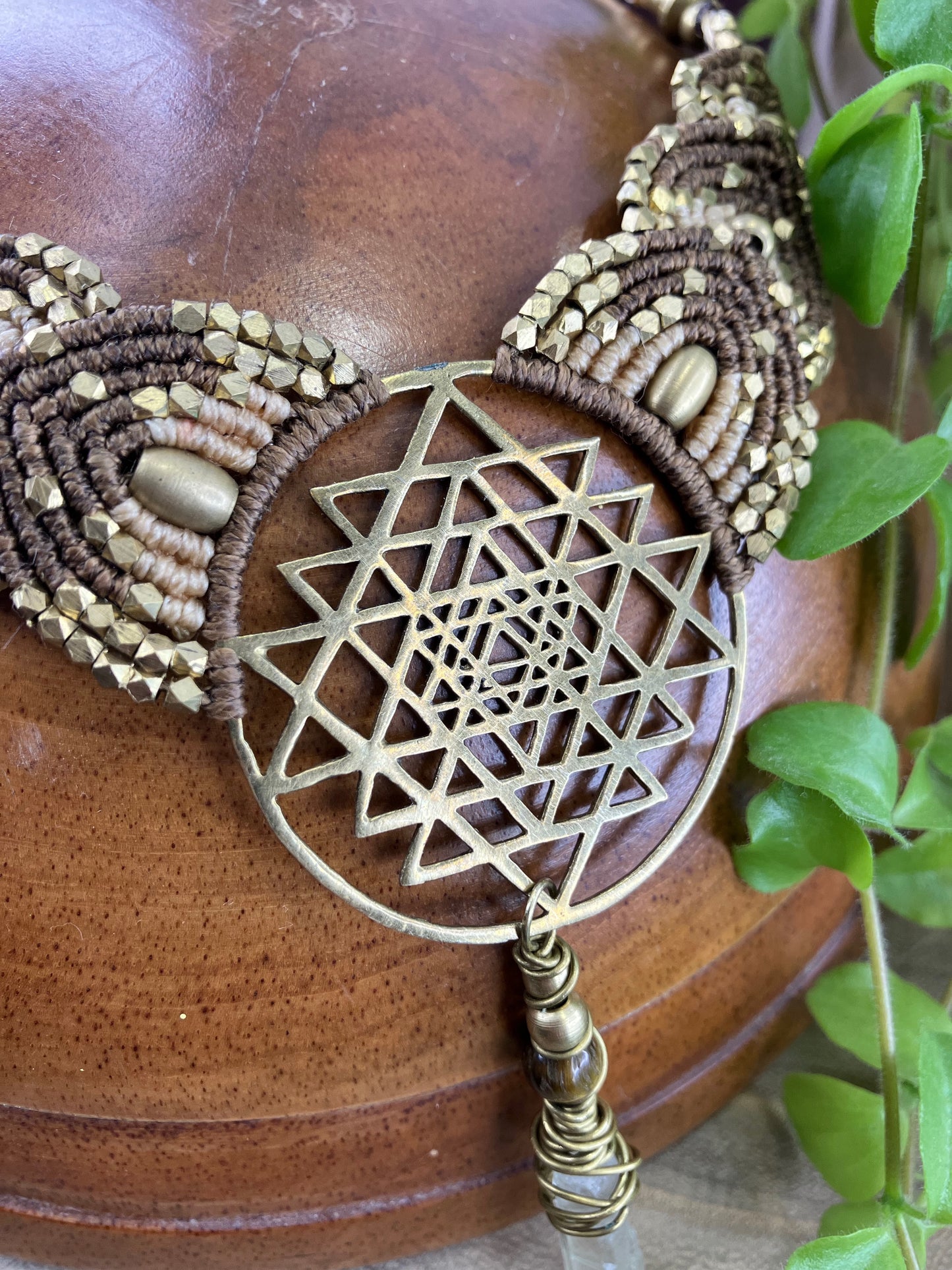 Sri Yatra Petal Choker in Brown and Gold